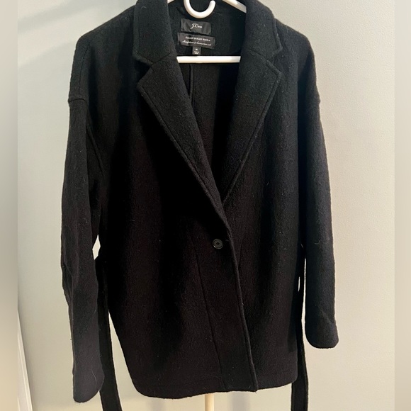 J. Crew Camille Short Boiled Wool One-Button Tie Coat - Picture 2 of 5